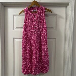 Pink Sleeveless Pintuck Dress